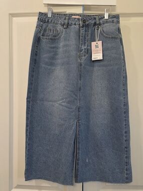 Blue Denim Midi Skirt - Brand: